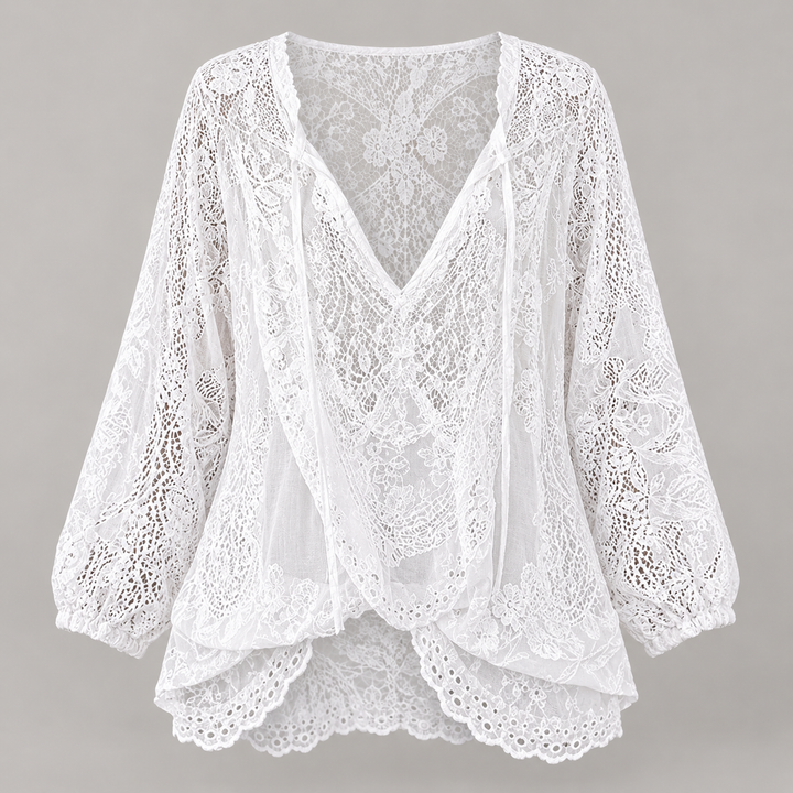 Amalie | Boho Blonde Kimono-Cardigan til Kvinder med V-Hals