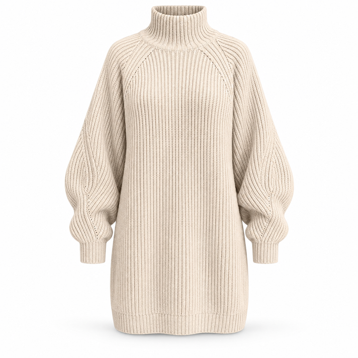 Asta | Oversized Åbenstrikket Sweater til Kvinder med Ribbede Manchetter Gra