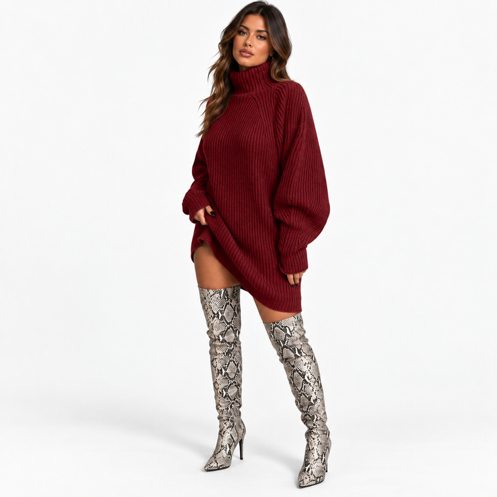Asta | Oversized Åbenstrikket Sweater til Kvinder med Ribbede Manchetter Gra