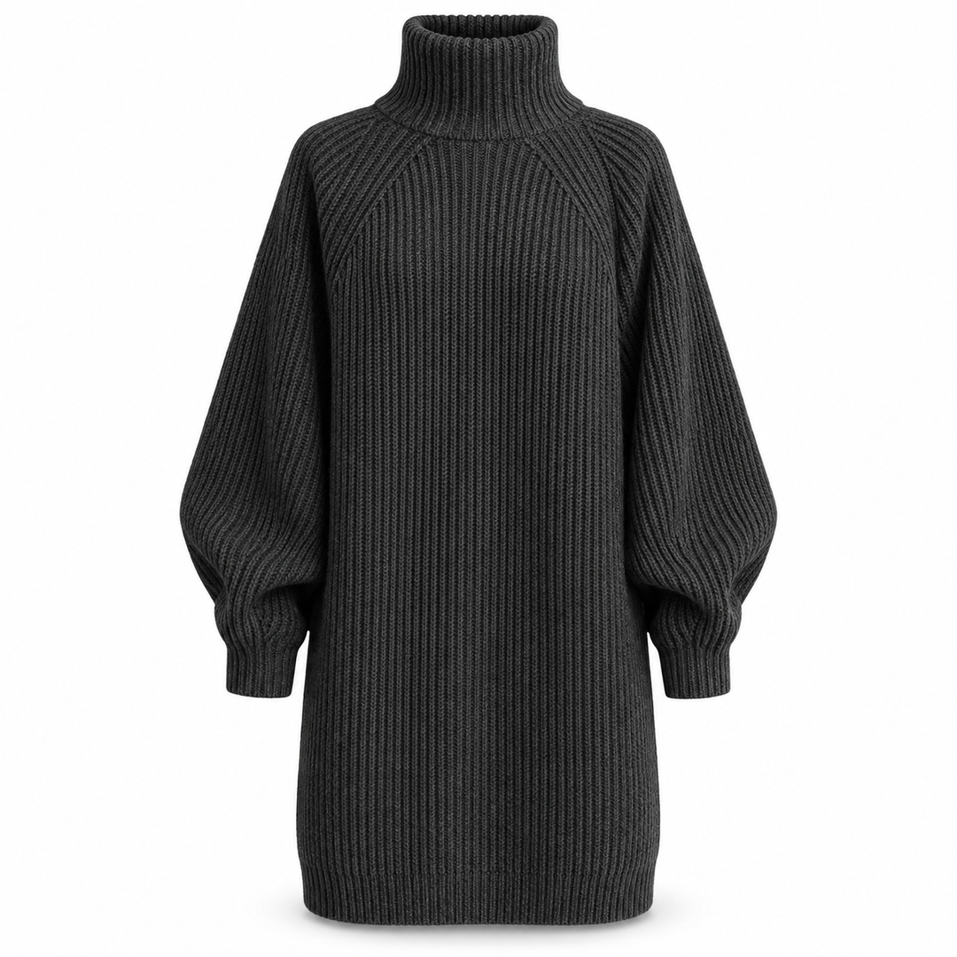 Asta | Oversized Åbenstrikket Sweater til Kvinder med Ribbede Manchetter Gra
