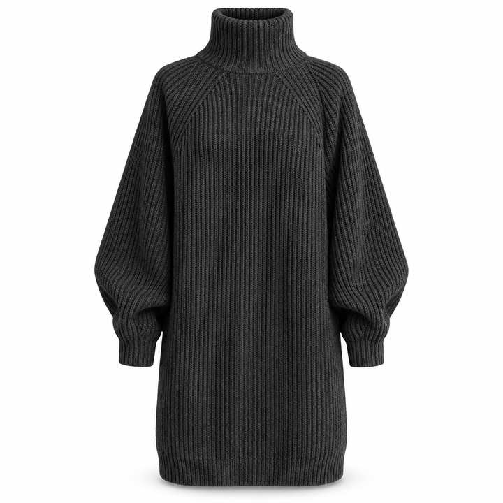 Asta | Oversized Åbenstrikket Sweater til Kvinder med Ribbede Manchetter Gra