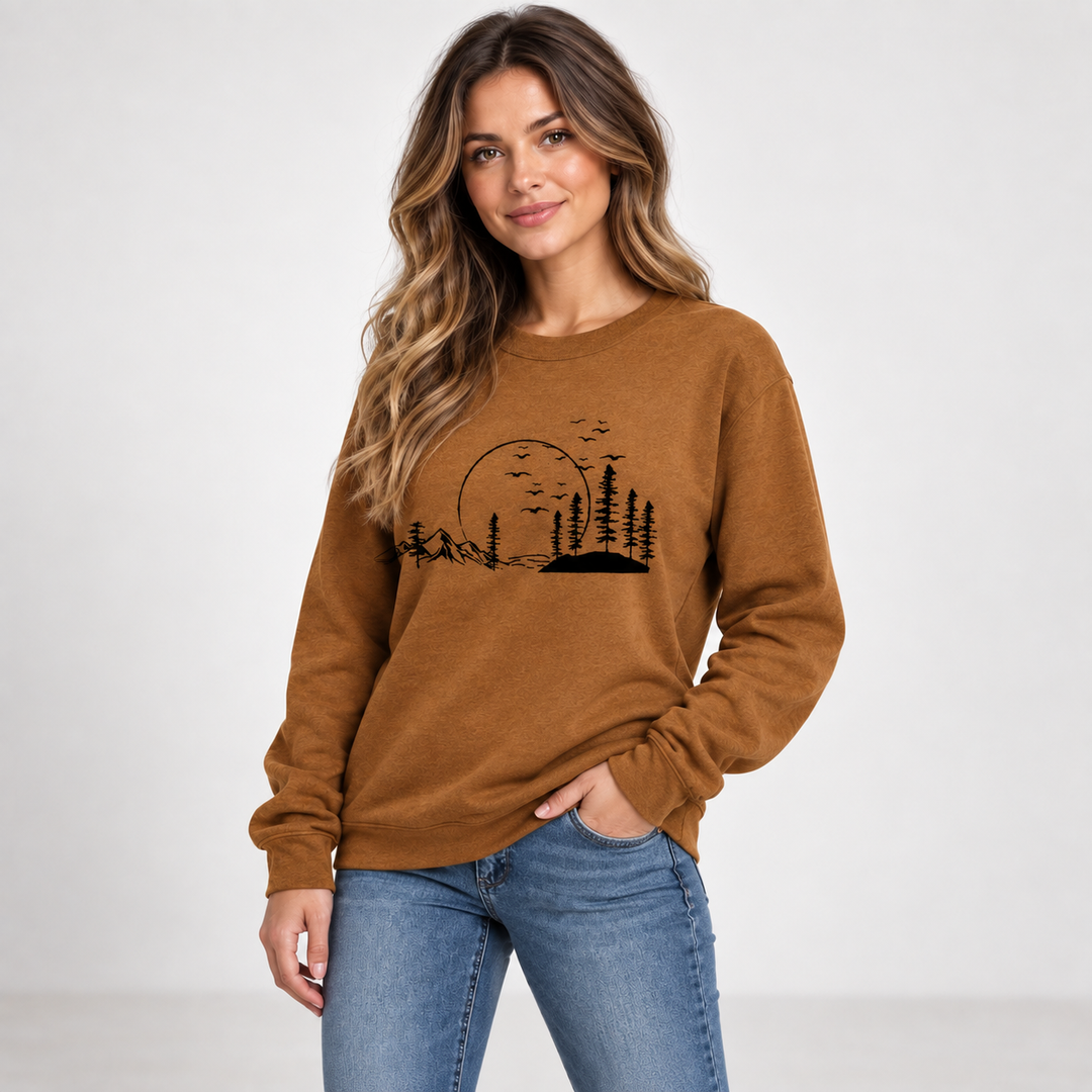 Frida | Sweatshirt til Kvinder med Rund Hals og Naturprint