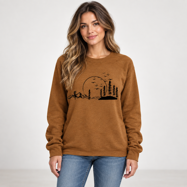 Frida | Sweatshirt til Kvinder med Rund Hals og Naturprint