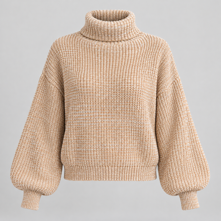 Ida | Oversized Rullekravesweater til Kvinder med Ribbede Manchetter og Kant