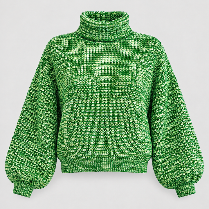 Ida | Oversized Rullekravesweater til Kvinder med Ribbede Manchetter og Kant