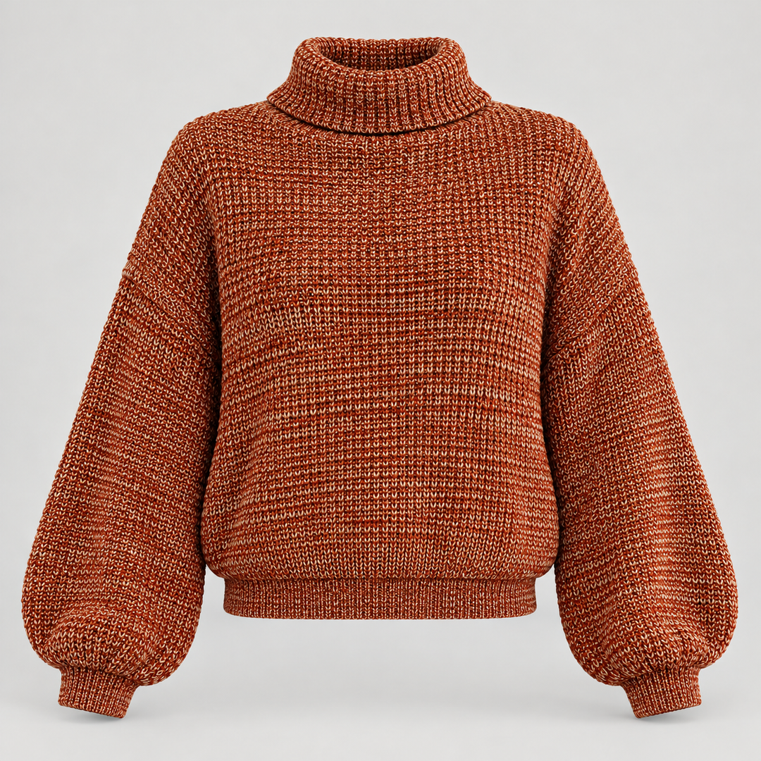 Ida | Oversized Rullekravesweater til Kvinder med Ribbede Manchetter og Kant