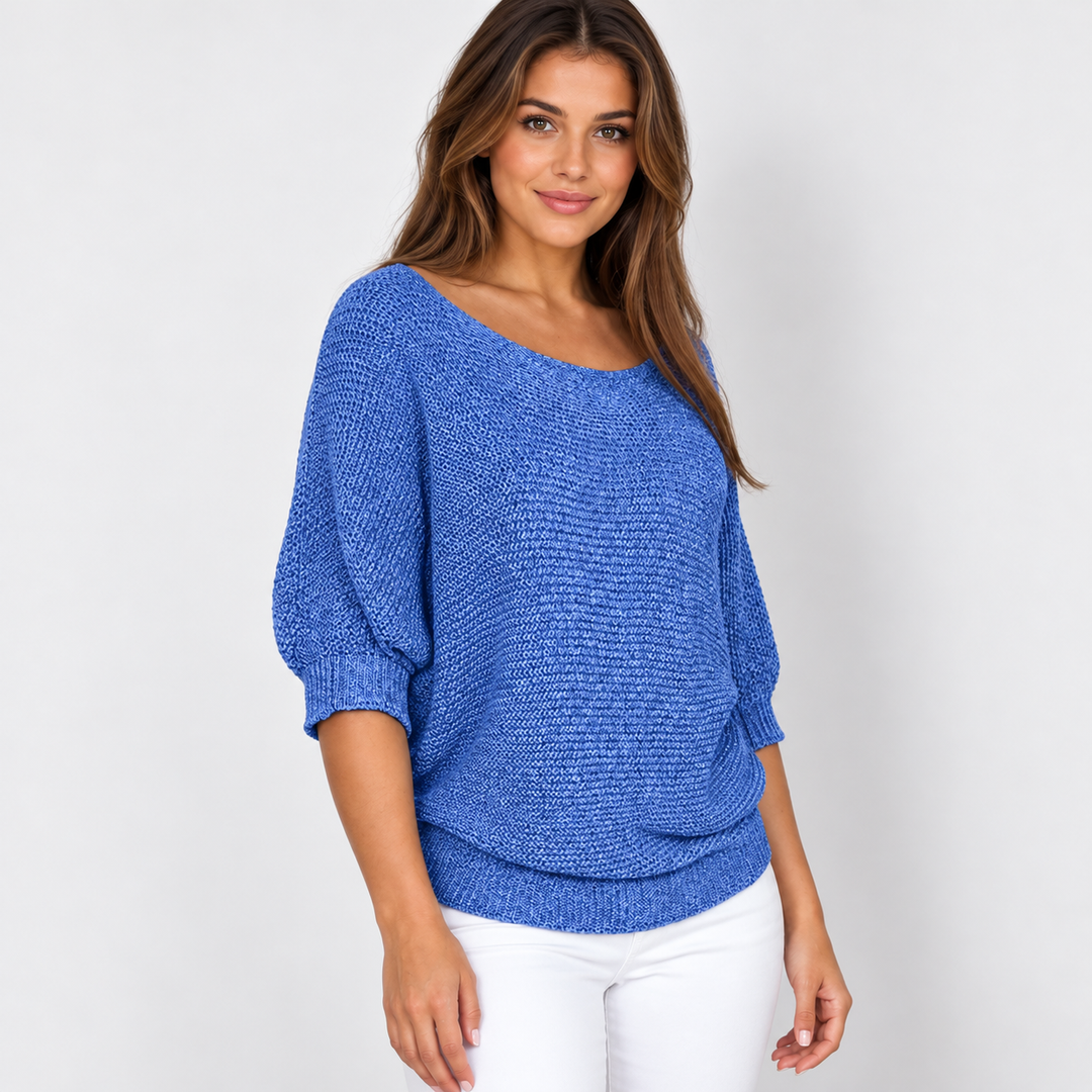 Ingrid | Chunky Strikpullover til Kvinder med Halvlange Ærmer