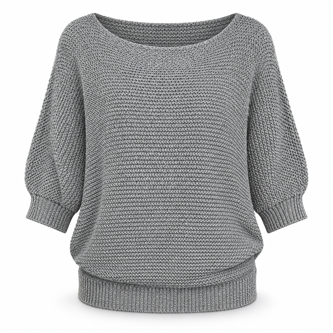 Ingrid | Chunky Strikpullover til Kvinder med Halvlange Ærmer