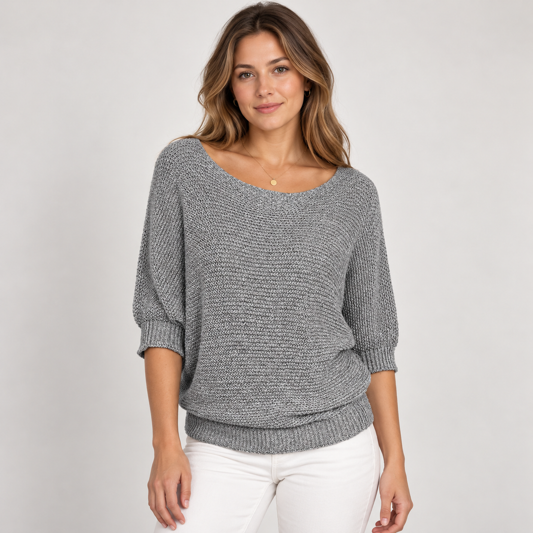 Ingrid | Chunky Strikpullover til Kvinder med Halvlange Ærmer