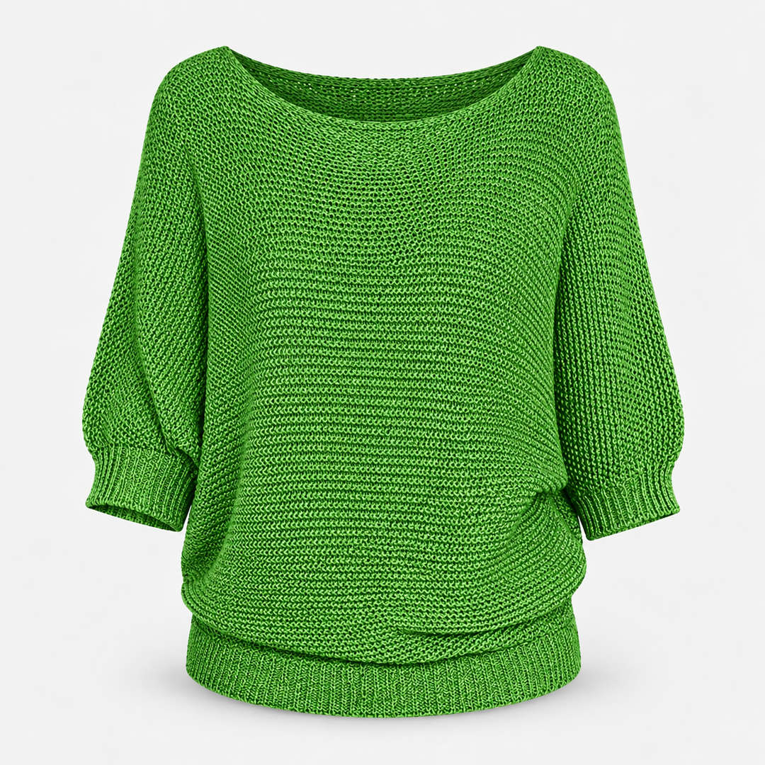 Ingrid | Chunky Strikpullover til Kvinder med Halvlange Ærmer