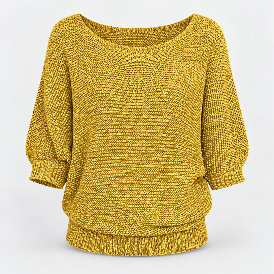 Ingrid | Chunky Strikpullover til Kvinder med Halvlange Ærmer