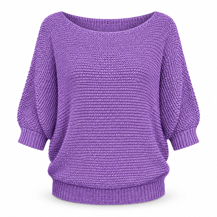 Ingrid | Chunky Strikpullover til Kvinder med Halvlange Ærmer