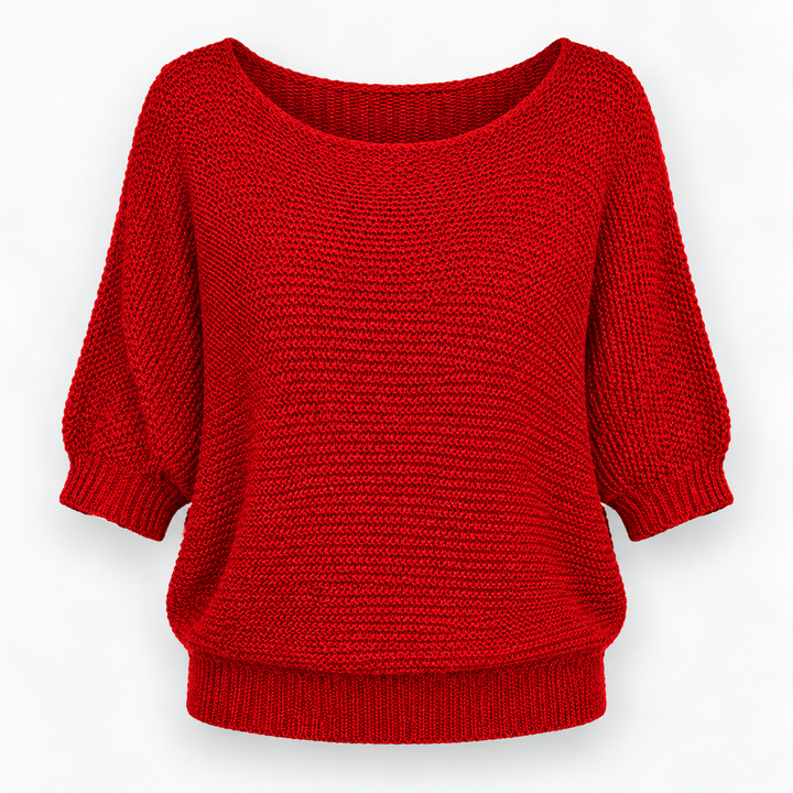 Ingrid | Chunky Strikpullover til Kvinder med Halvlange Ærmer