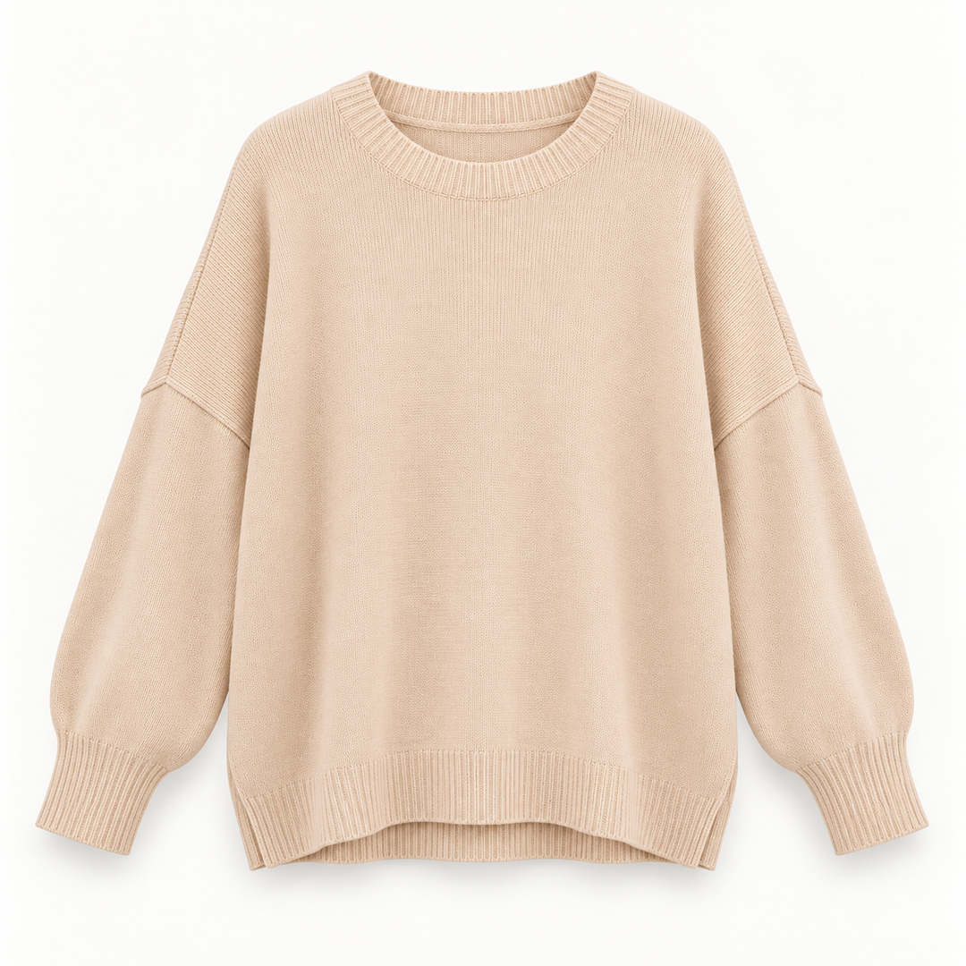 Jette | Pullover til Kvinder med Rund Hals og Afslappet Pasform Abrikos
