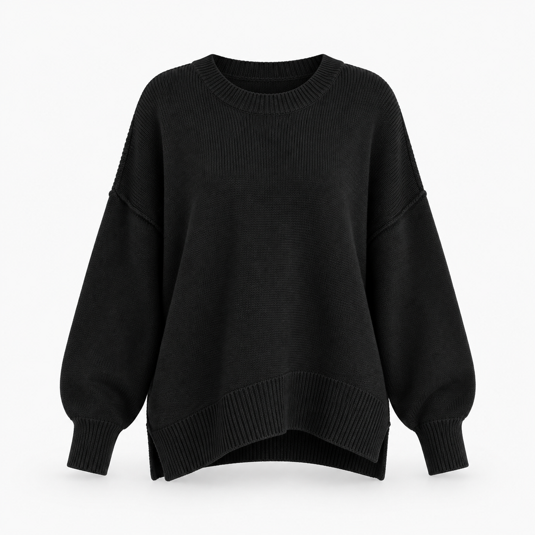 Jette | Pullover til Kvinder med Rund Hals og Afslappet Pasform Abrikos