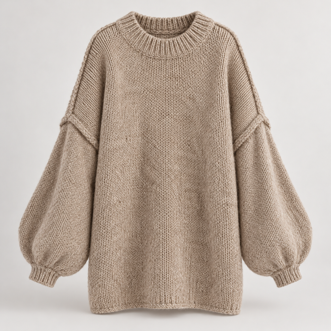 Kaja | Oversized Striktrøje til Kvinder med Rund Hals