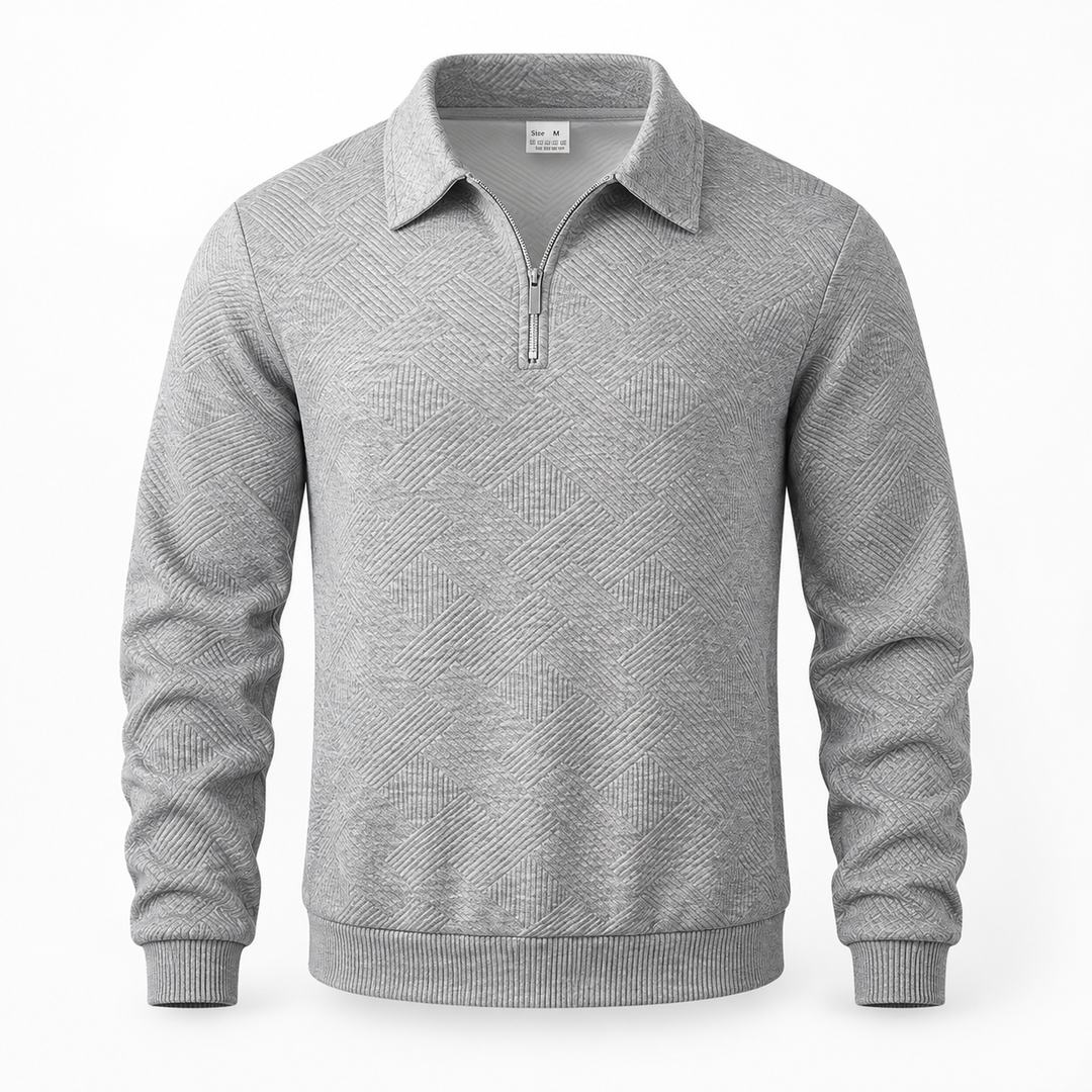 Kasper | Tekstureret Half-Zip Sweatshirt til Mænd med Polokrave