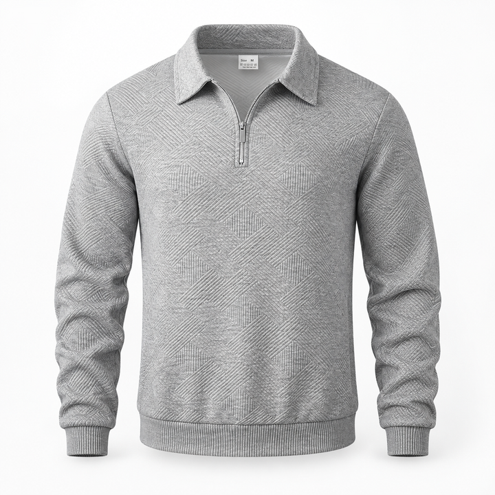 Kasper | Tekstureret Half-Zip Sweatshirt til Mænd med Polokrave