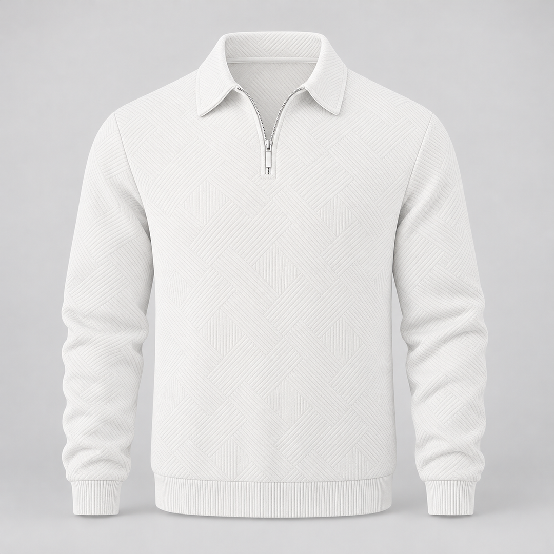 Kasper | Tekstureret Half-Zip Sweatshirt til Mænd med Polokrave