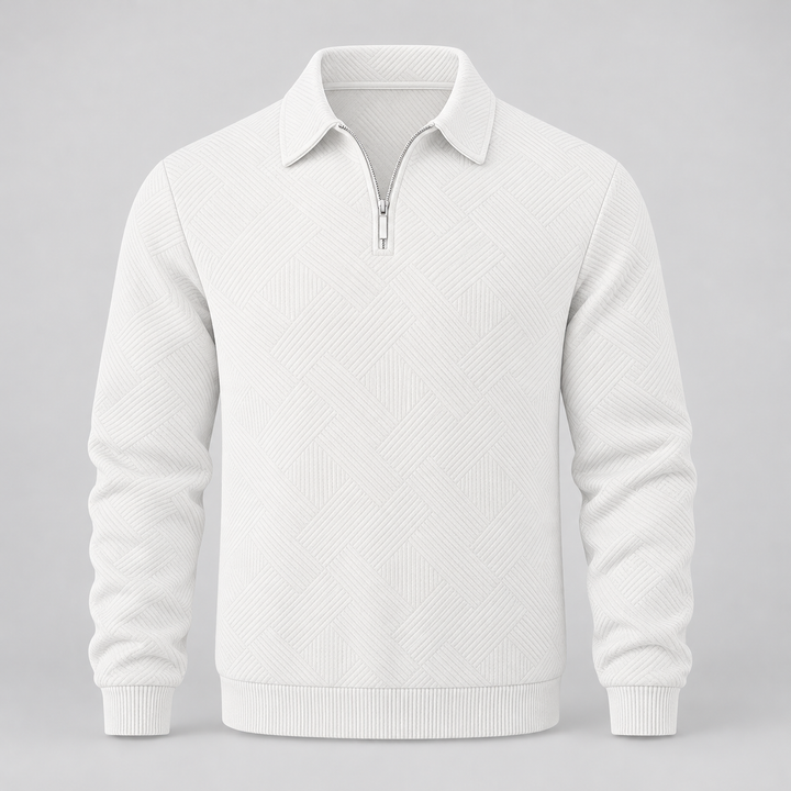 Kasper | Tekstureret Half-Zip Sweatshirt til Mænd med Polokrave