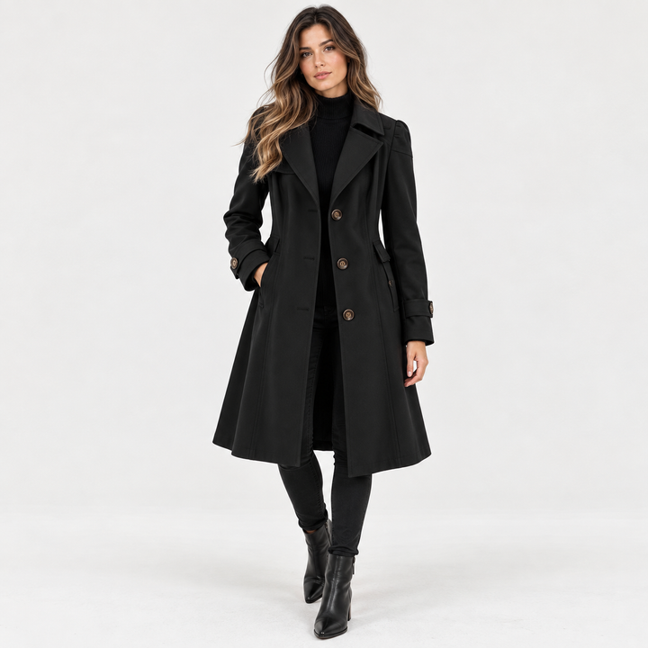 Louise | Lang Trenchcoat til Kvinder med Reverskrave Beige