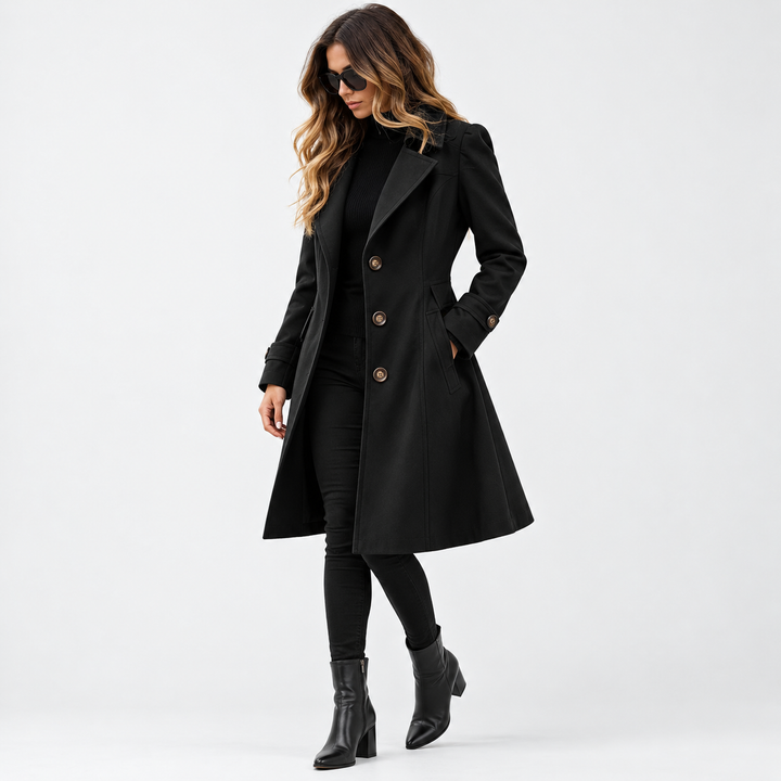 Louise | Lang Trenchcoat til Kvinder med Reverskrave Beige
