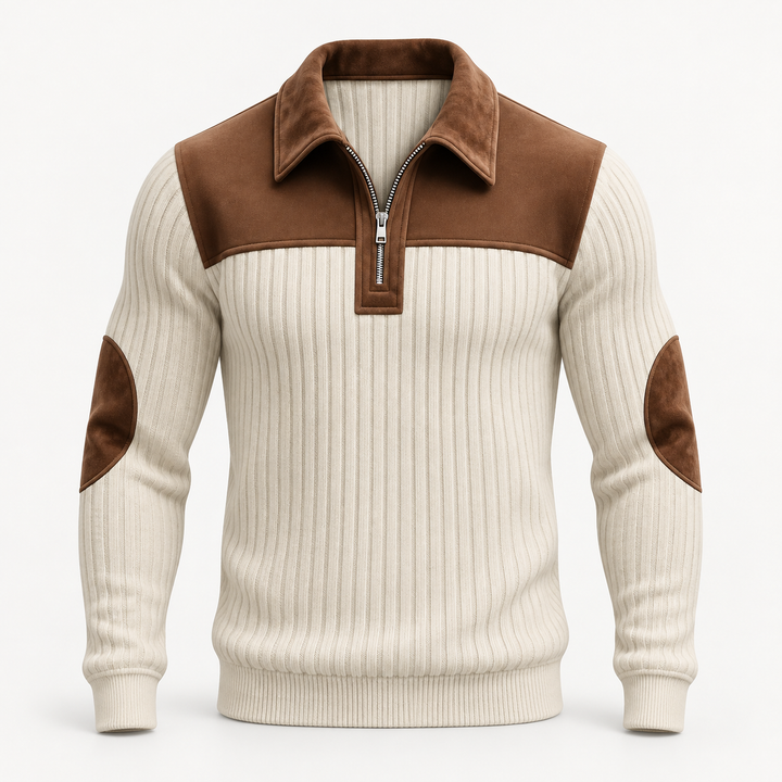 Mads | Colorblock Half-Zip Sweater til Mænd med Krave