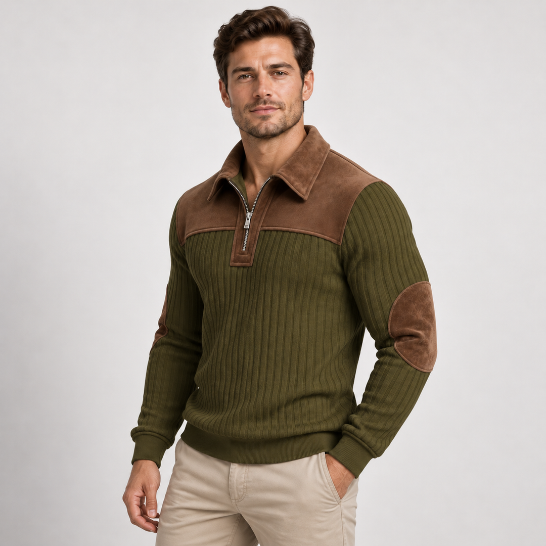 Mads | Colorblock Half-Zip Sweater til Mænd med Krave