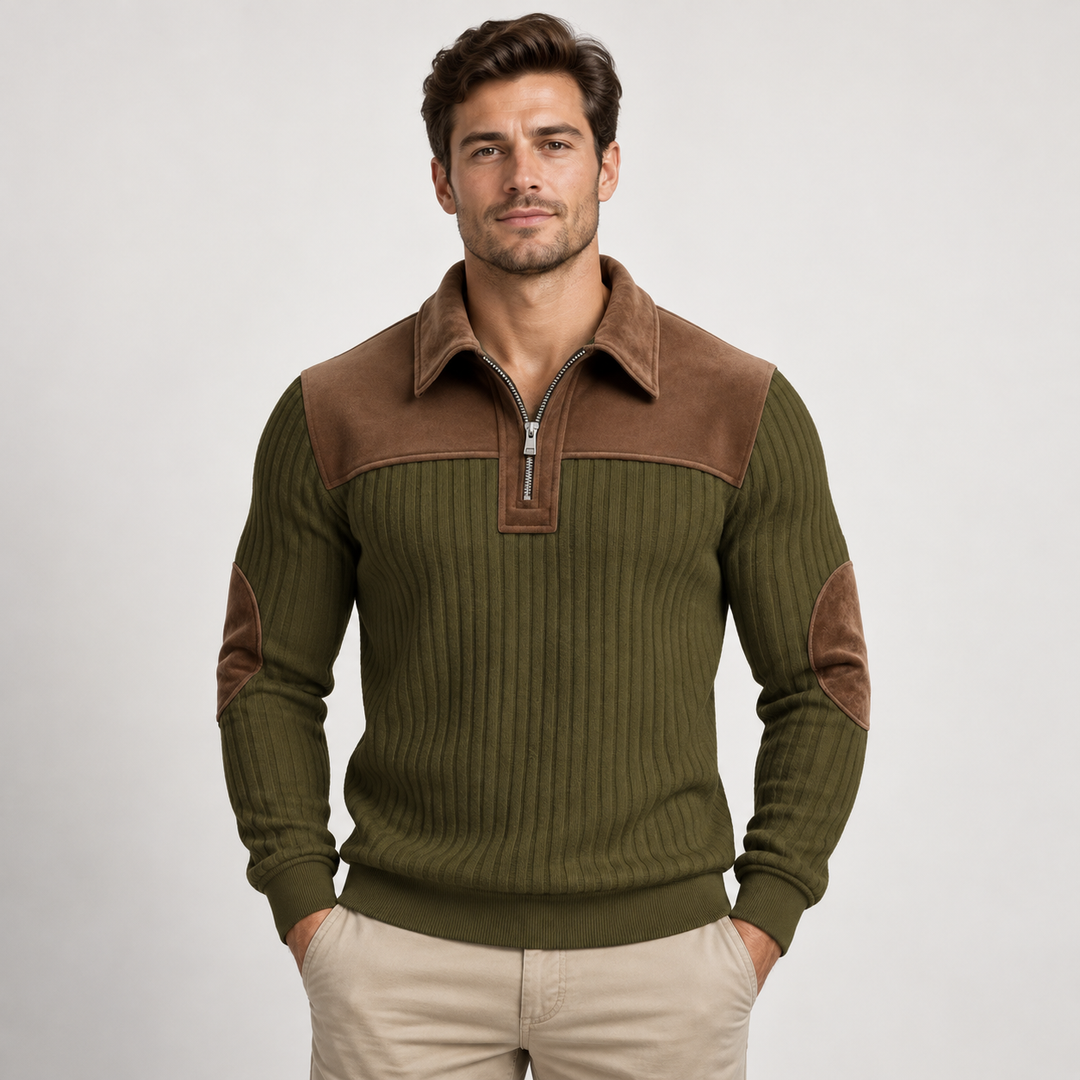 Mads | Colorblock Half-Zip Sweater til Mænd med Krave