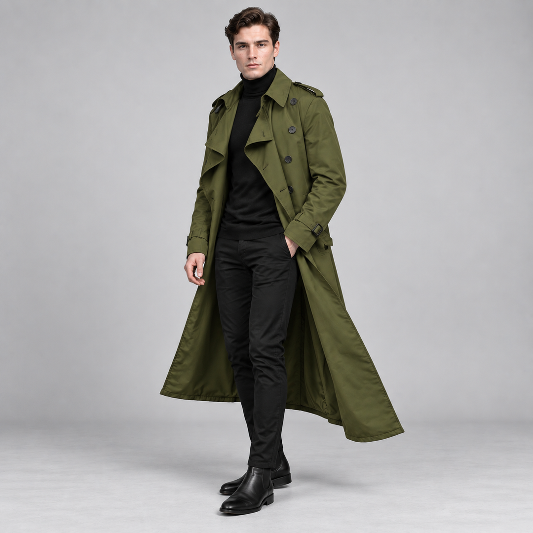 Mads | Figursyet Trenchcoat til Mænd med Knaplukning
