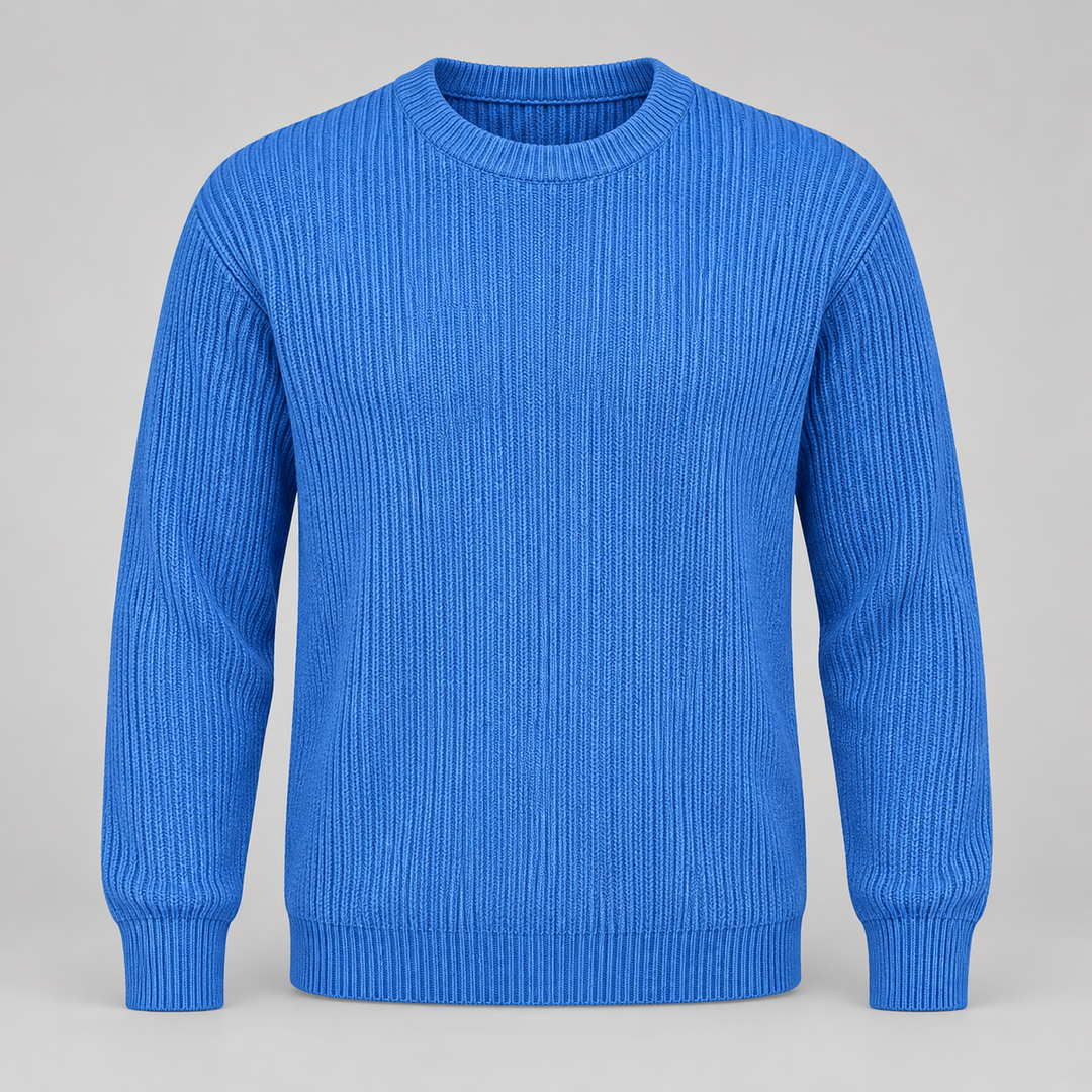 Martin | Ribstrikket Sweater til Mænd med Rund Hals og Afslappet Pasform