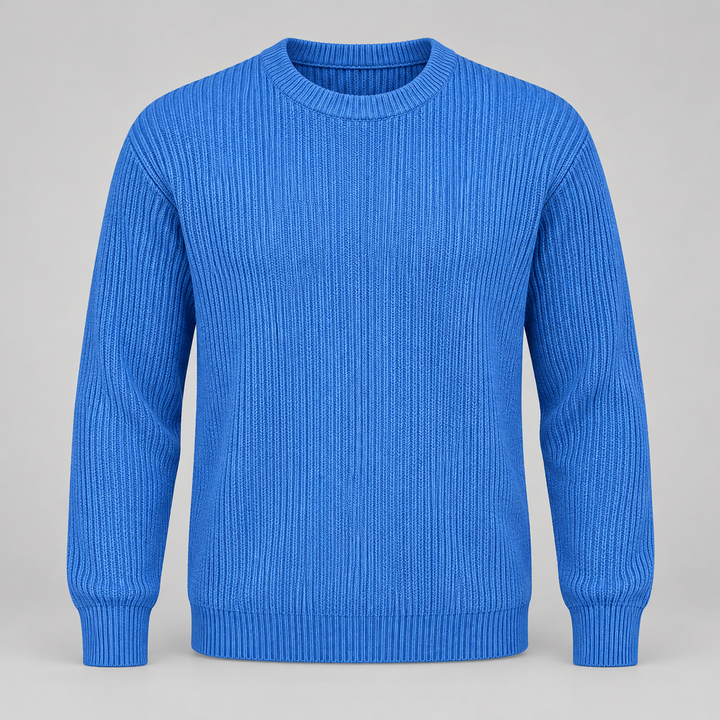 Martin | Ribstrikket Sweater til Mænd med Rund Hals og Afslappet Pasform