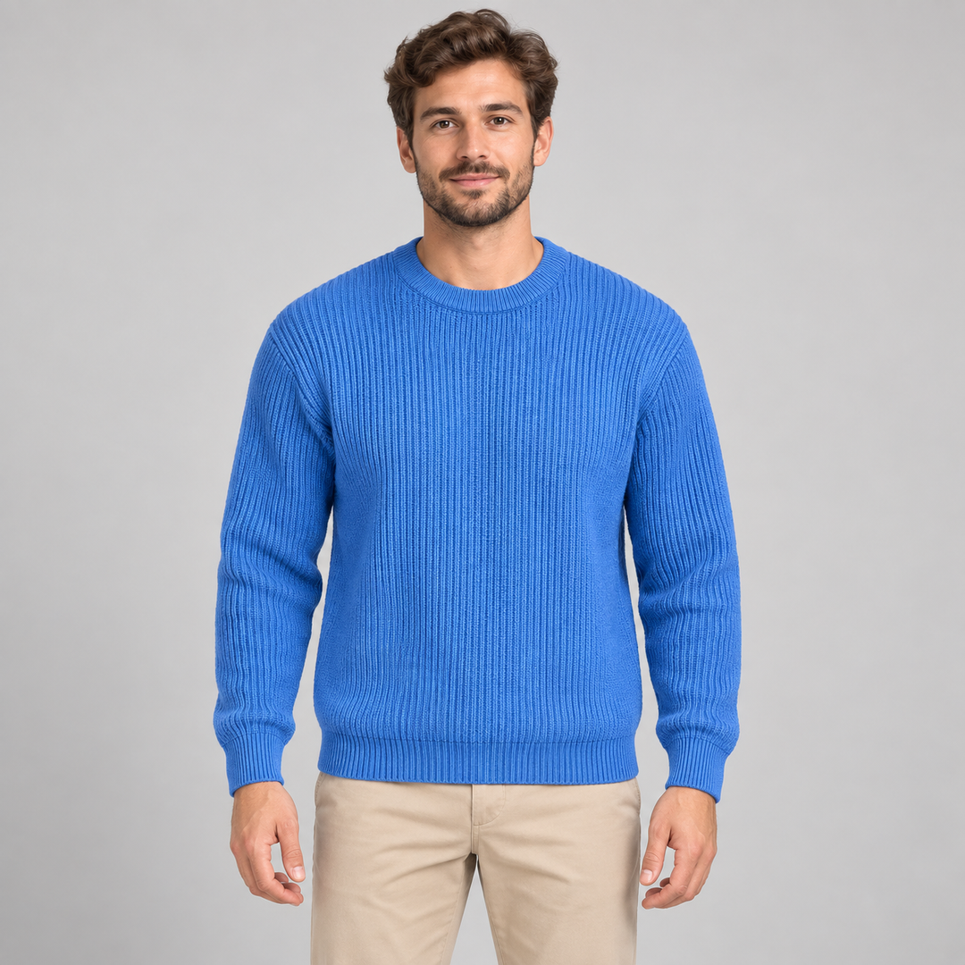 Martin | Ribstrikket Sweater til Mænd med Rund Hals og Afslappet Pasform