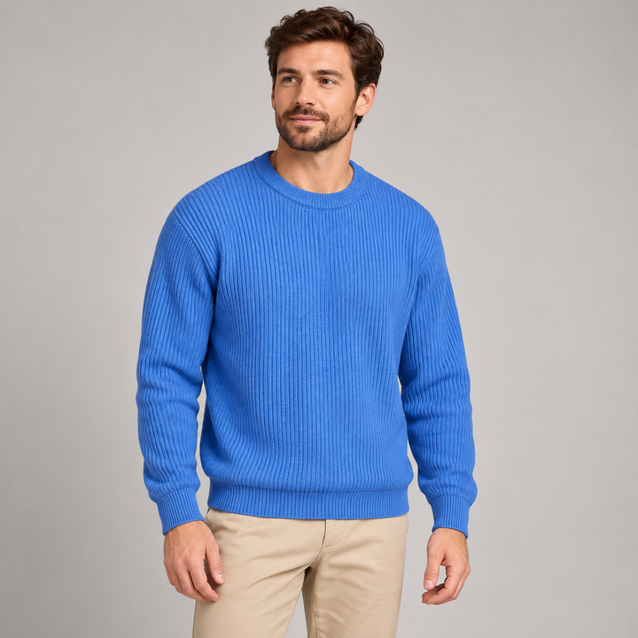 Martin | Ribstrikket Sweater til Mænd med Rund Hals og Afslappet Pasform