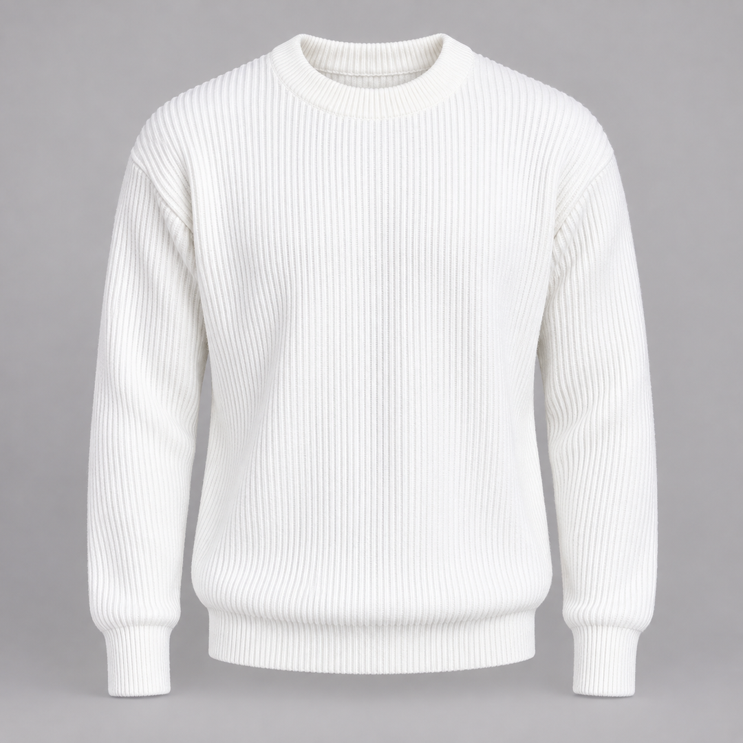Martin | Ribstrikket Sweater til Mænd med Rund Hals og Afslappet Pasform
