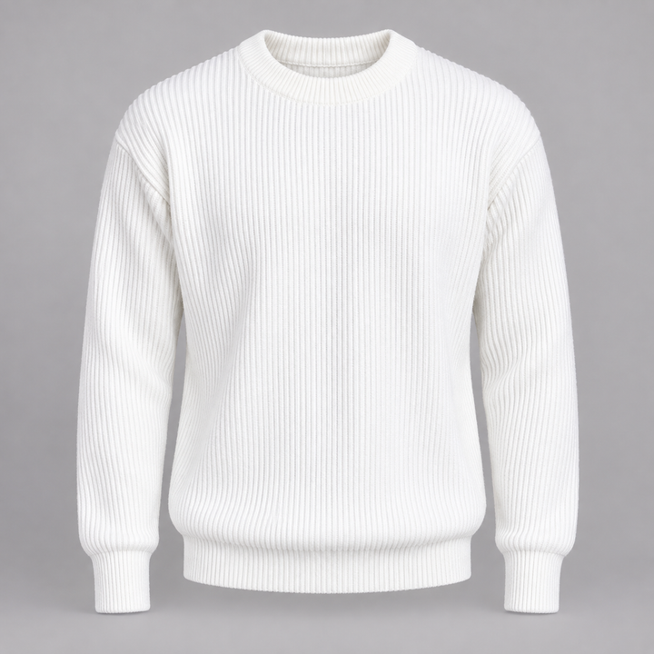 Martin | Ribstrikket Sweater til Mænd med Rund Hals og Afslappet Pasform