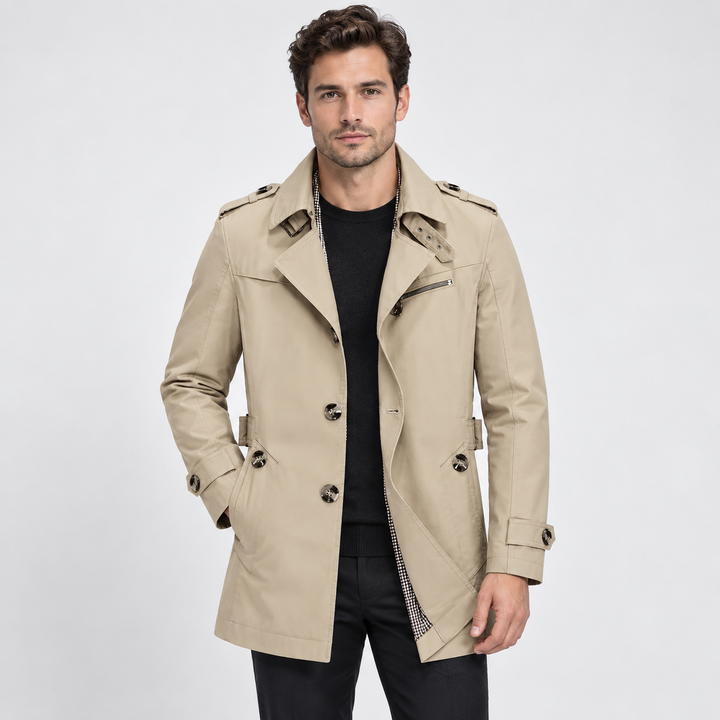 Mikkel | Let Trenchcoat til Mænd med Knaplukning