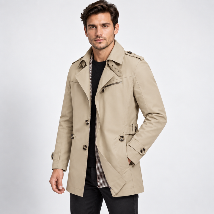 Mikkel | Let Trenchcoat til Mænd med Knaplukning