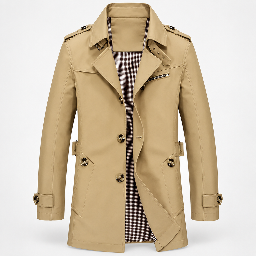 Mikkel | Let Trenchcoat til Mænd med Knaplukning