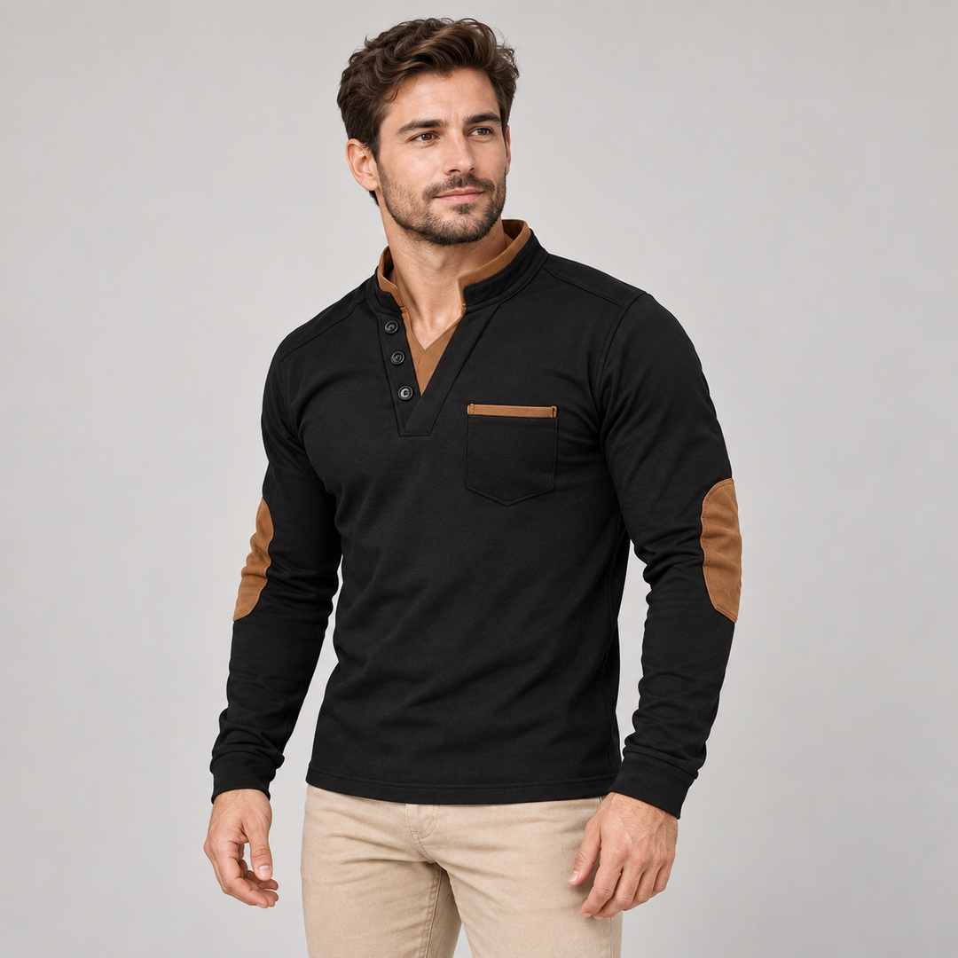 Morten | Sweatshirt til Mænd med V-Hals og Afslappet Pasform