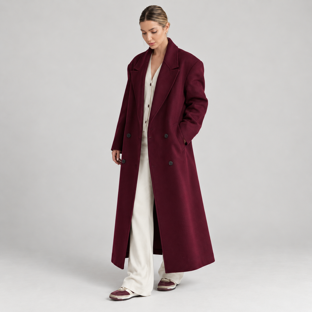 Nina | Lang Oversized Trenchcoat til Kvinder med Brede Revers