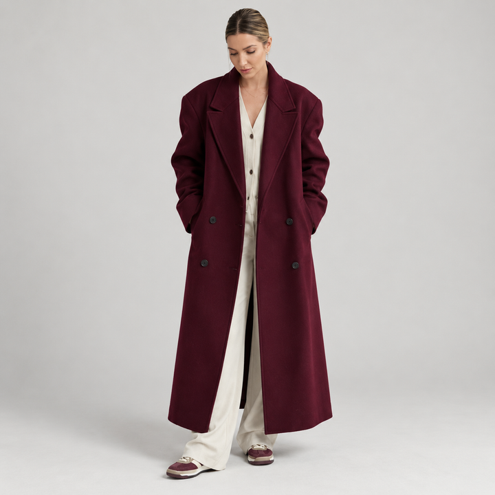 Nina | Lang Oversized Trenchcoat til Kvinder med Brede Revers