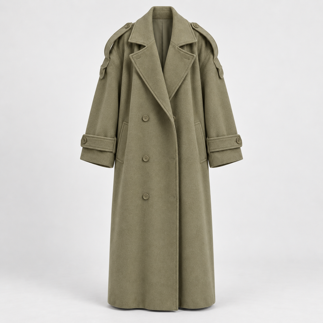Nina | Lang Oversized Trenchcoat til Kvinder med Brede Revers