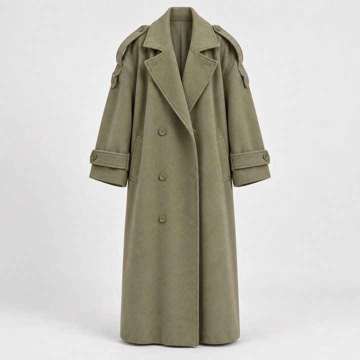 Nina | Lang Oversized Trenchcoat til Kvinder med Brede Revers
