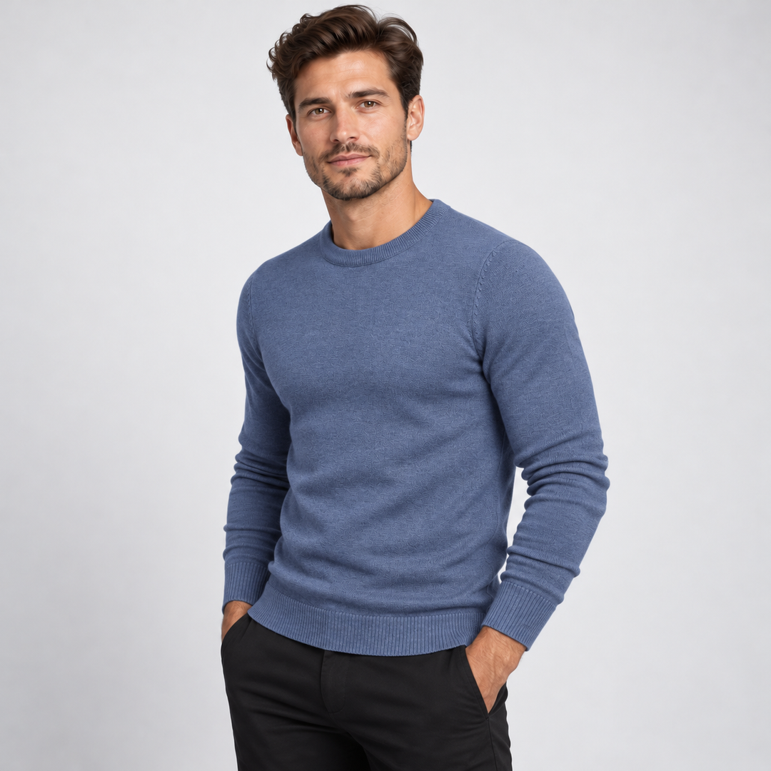 Peter | Pullover til Mænd med Rund Hals og Ribbede Manchetter Koksgra 1