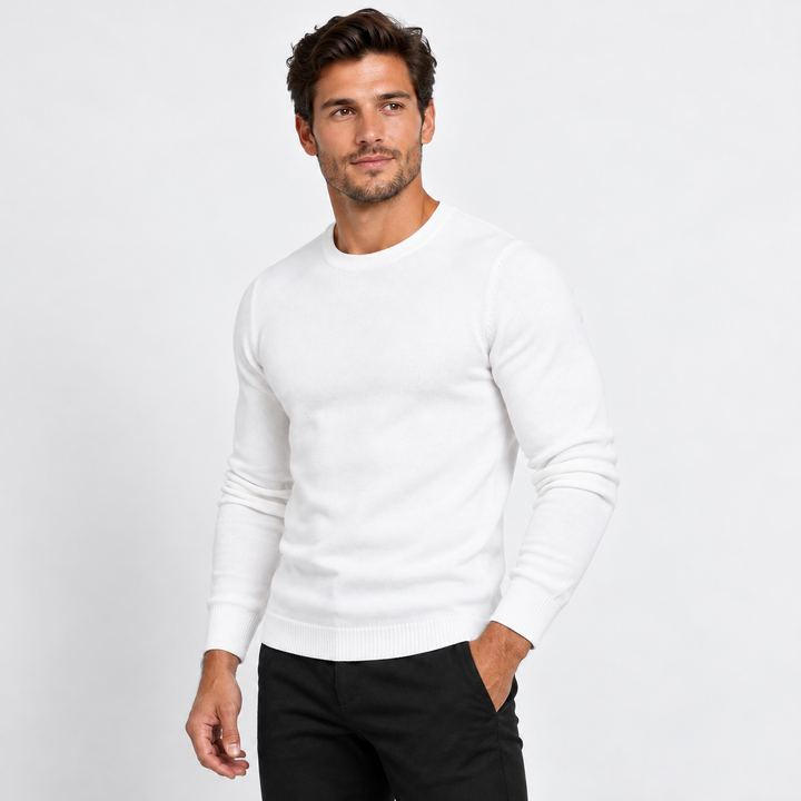 Peter | Pullover til Mænd med Rund Hals og Ribbede Manchetter Koksgra 1