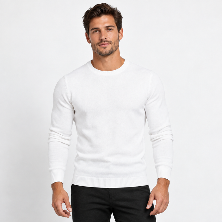 Peter | Pullover til Mænd med Rund Hals og Ribbede Manchetter Koksgra 1