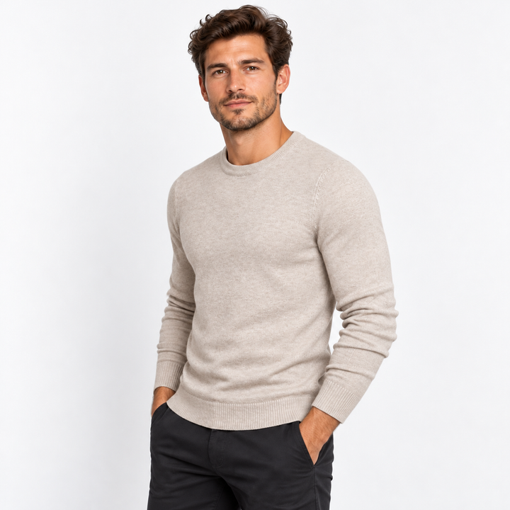 Peter | Pullover til Mænd med Rund Hals og Ribbede Manchetter Koksgra 1