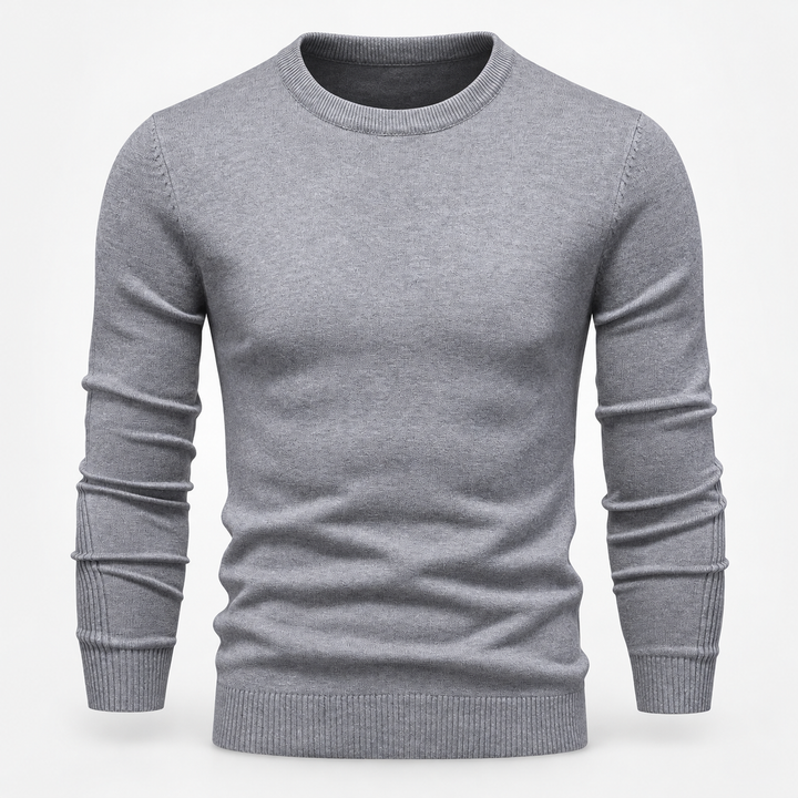 Peter | Pullover til Mænd med Rund Hals og Ribbede Manchetter Koksgra 1