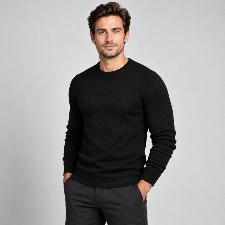 Peter | Pullover til Mænd med Rund Hals og Ribbede Manchetter Koksgra 1